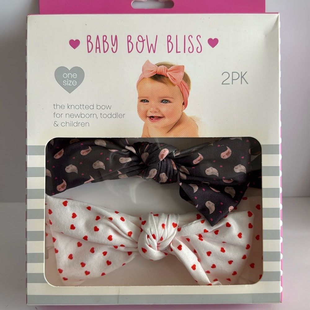 Knotted bow headband Baby Bow Bliss - 2 pk birds and hearts